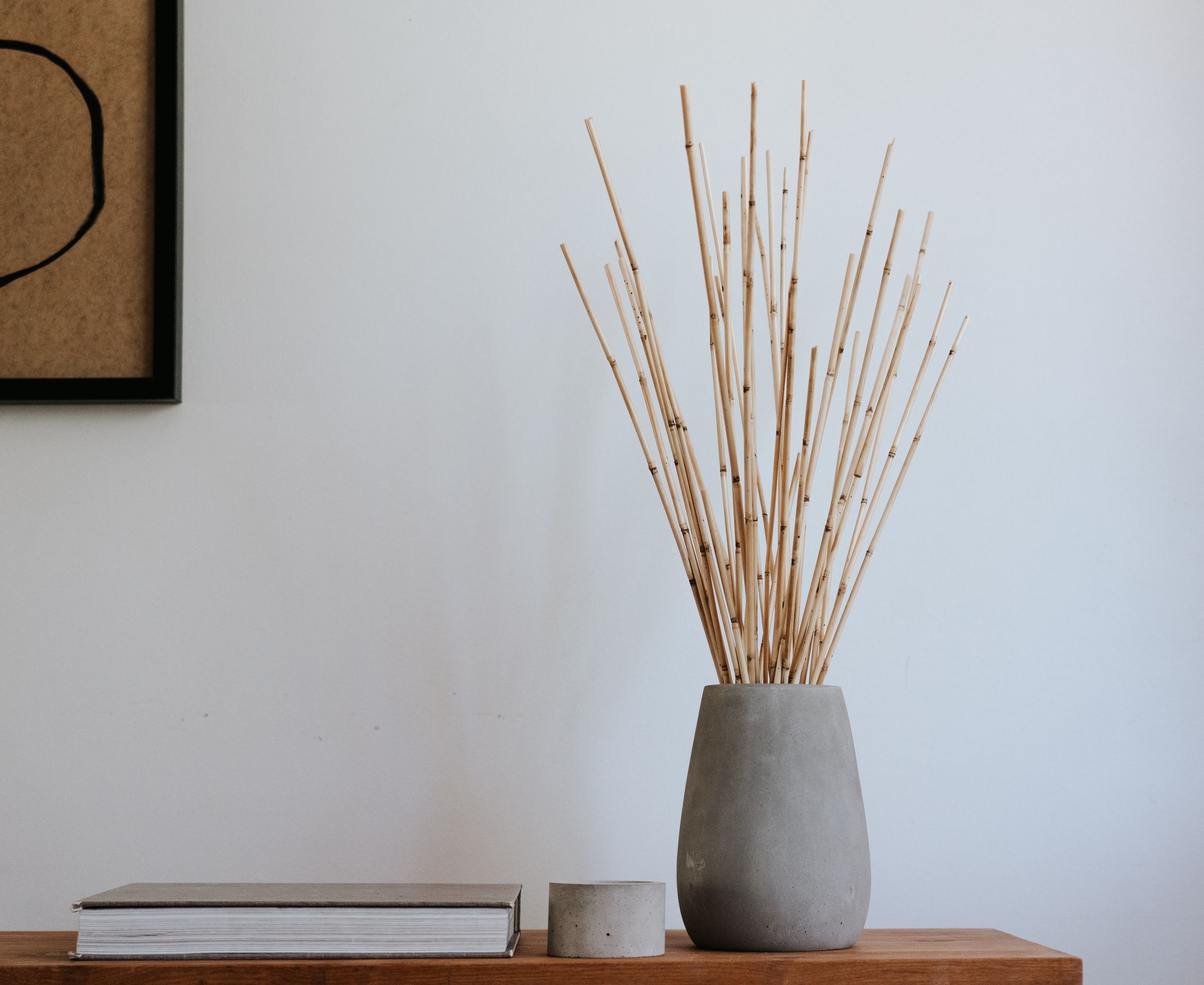Warm minimalist interior with natural materials